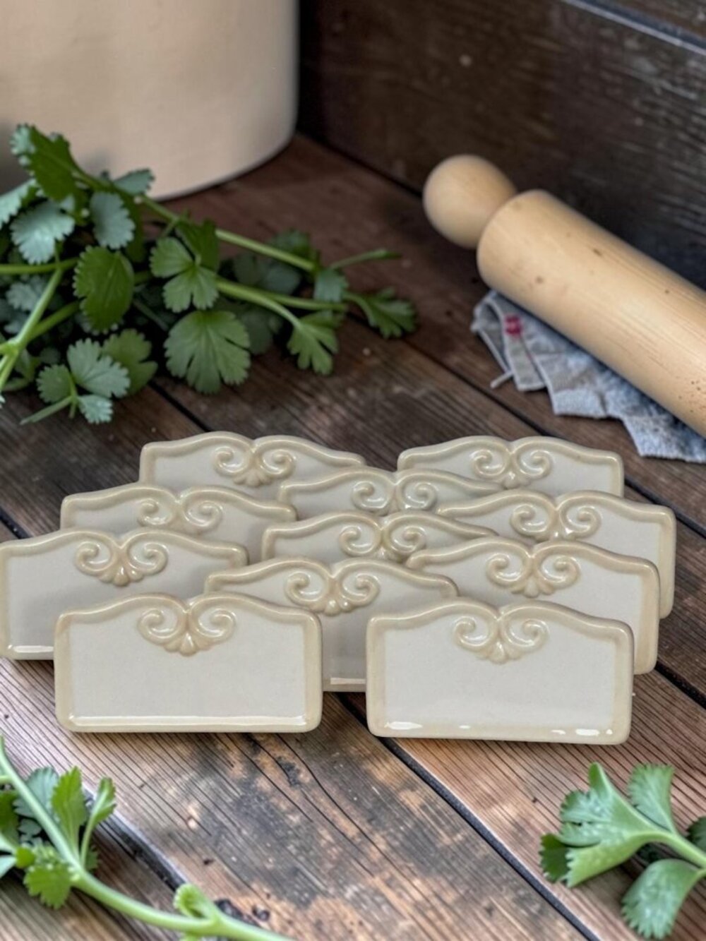 11 Princess House Ceramic Place Card Markers 1269 Ivory